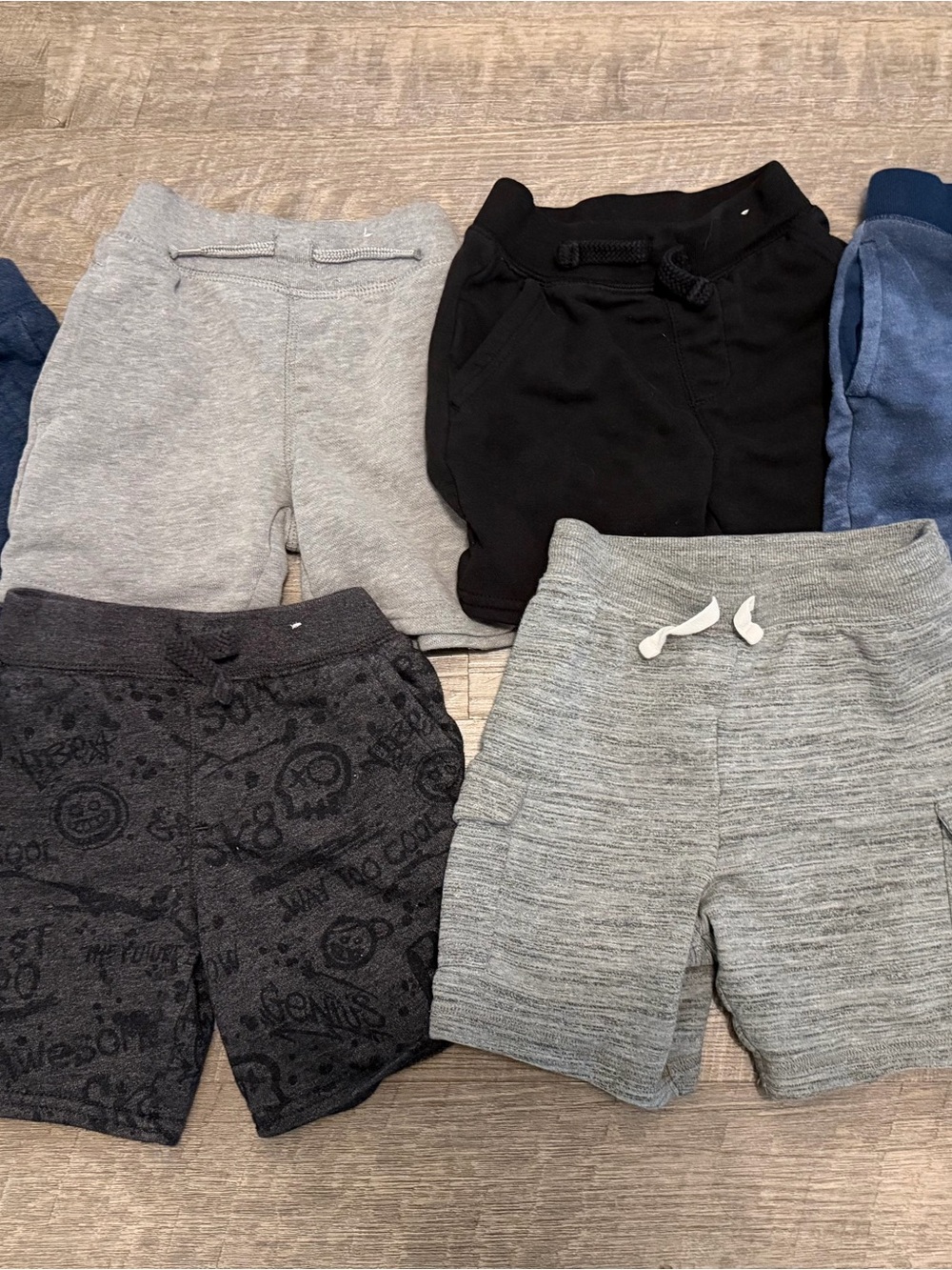 Kids Gray & Black Active Knit Shorts - Comfortable Everyday Bottoms (6 pairs)